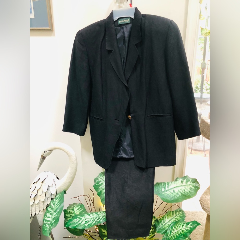 Harve Benard Black Linen Suit